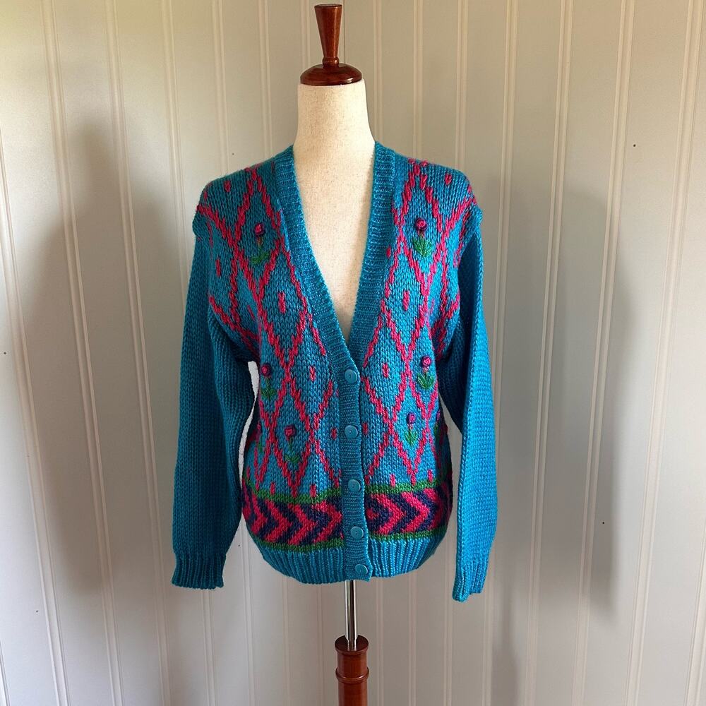 Vintage 80s/90s Twee Chunky Knit Cardigan M